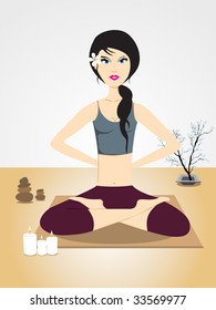 fondo abstracto con hermosa chica haciendo yoga