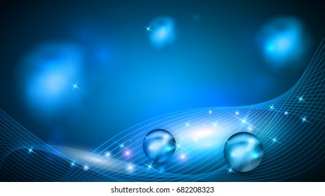 Abstract background with beautiful glow, spheres and wave