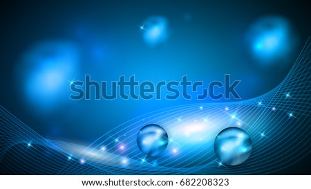 Abstract background with beautiful glow, spheres and wave