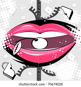abstract background with beautiful lips (open part 2 of 2)