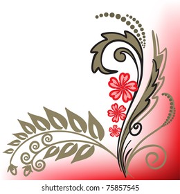 abstract background with a beautiful red stylized flower