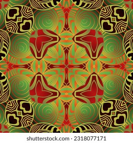 Fondo abstracto con hermosas líneas rojas y amarillas de color verde sin costuras
