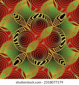 Abstract background with beautiful seamless textured green red and golden yellow lines