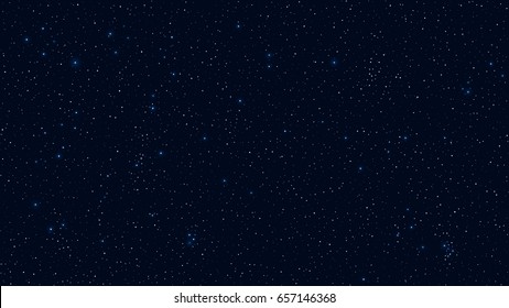 Abstract background. The beautiful starry sky is blue. The stars glow in complete darkness. A fantastic, huge galaxy. Open space. Vector illustration. EPS 10