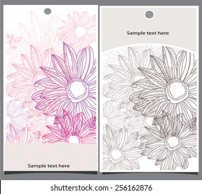 abstract background with beautiful tags with pink flowers