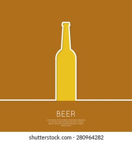 Abstract background beer bottle with yellow liquid and foam. 