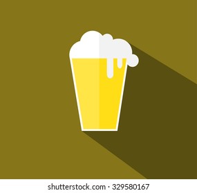 Abstract background beer glass with yellow liquid and foam.