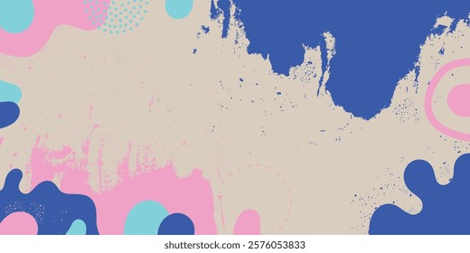 Abstract background with beige, blue and pink shades, patterns, textures and modern artwork for creative design.