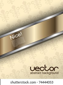 Abstract background beige with gold metallic, vector.
