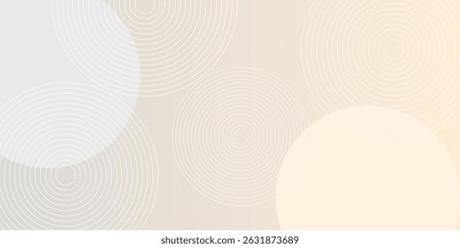 Abstract background with beige and gray tones. The background features circular patterns and a smooth, beige gradient texture. Geometric gradient background vector. 