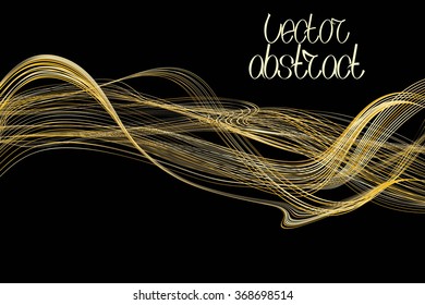 Abstract Background. Beige Lines and Golden Waves. Vector Illustration