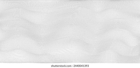 Abstract background of bending wavy lines. Deformed horizontal gray stripes. Vector texture of simple lines for design
