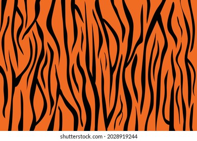 Abstract background. Bengal tiger skin pattern texture orange and black stripe. Illustration art design. Vector EPS10.