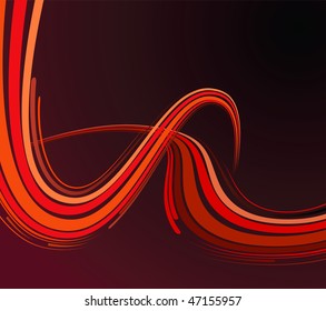 Abstract background with the bent lines in red colour. Vector illustration
