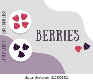 Abstract background with berries, raspberries, blackberries, poster, banner, advertising, shop