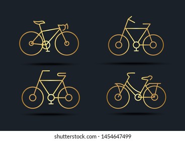 Abstract background of Bicycle sets, transportation, Gold color, vector illustrations