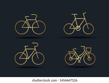 Abstract background of Bicycle sets, transportation, Gold color, vector illustrations