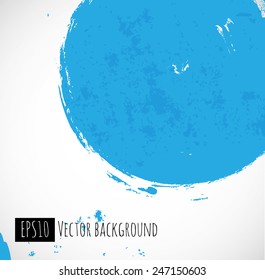 Abstract background with big blue circle. Vector grunge illustration.