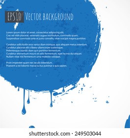 Abstract background with big blue circle on white. Vector grunge illustration.