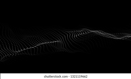 Abstract background. Big data. Vector illustration. Wave of particles.