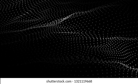 Abstract background. Big data. Vector illustration. Wave of particles.