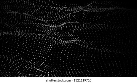 Abstract background. Big data. Vector illustration. Wave of particles.