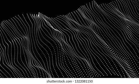 Abstract background. Big data. Vector illustration. Wave of particles.