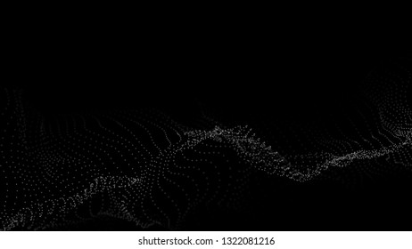 Abstract background. Big data. Vector illustration. Wave of particles.