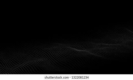 Abstract background. Big data. Vector illustration. Wave of particles.