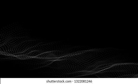 Abstract background. Big data. Vector illustration. Wave of particles.
