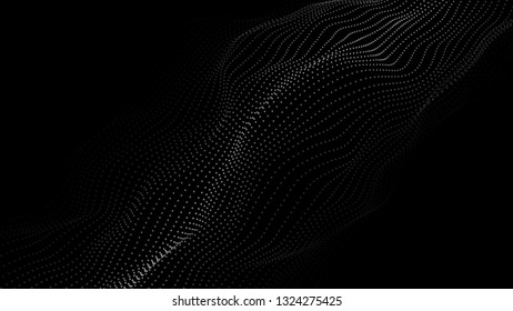 Abstract background. Big data. Vector illustration. Wave of particles.