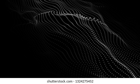 Abstract background. Big data. Vector illustration. Wave of particles.