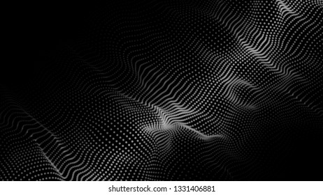 Abstract background. Big data. Vector illustration. Wave of particles.