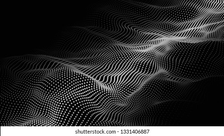 Abstract background. Big data. Vector illustration. Wave of particles.