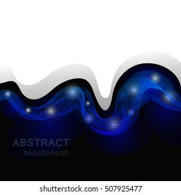 Abstract Background With Big Free Space For Your Advertising Or Your Message. Illuminated abstract digital neon wave of glowing particles and Flare lens light effect. Vector illustration.Optical fiber