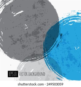Abstract background with big grey and blue circles. Vector grunge illustration.