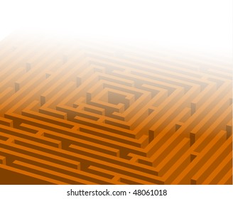 Abstract background with a big orange maze / labyrinth