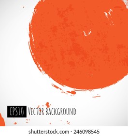 Abstract background with big red grunge circle. Vector grunge illustration.