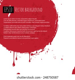 Abstract background with big red grunge circle. Vector grunge illustration.