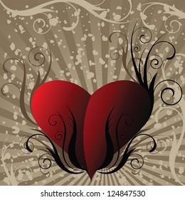 Abstract background with a big red heart