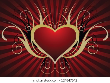 Abstract background with a big red heart