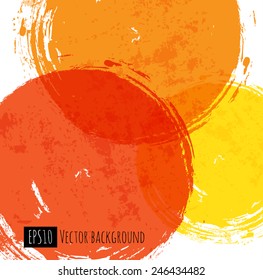 Abstract background with big red, yellow and orange circles. Vector grunge illustration.