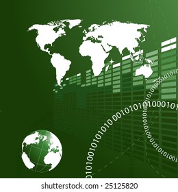 Abstract background with binary codes and globe