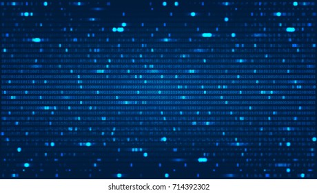 Abstract Background with Binary Computer Code. Data backdrop with Blur Effect. Vector Illustration with concept of Programming. Technology Algorithm in Decryption and Encryption. Coding concept.