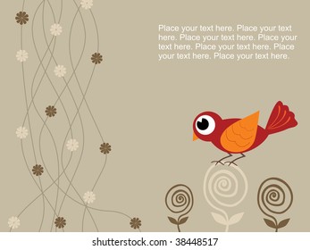 abstract background with bird, flower