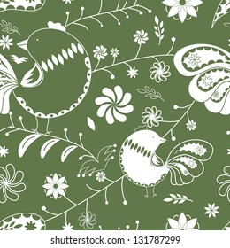 abstract background with birds and flowers pattern