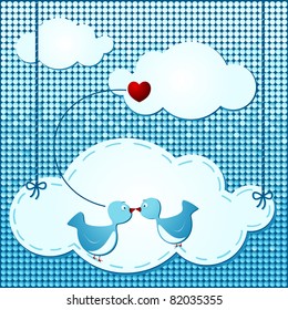 Abstract background with birds in love, vector