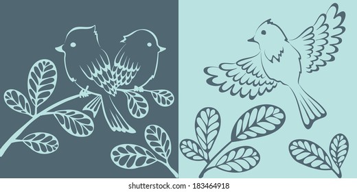 Abstract background - birds on tree