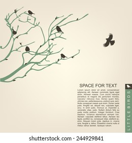abstract background with birds sitting on dry brushwood