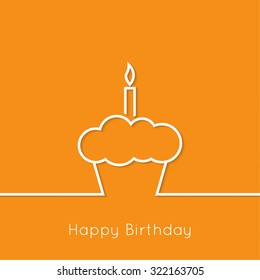 Abstract background with birthday cupcake and  lighted candle.